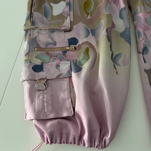 Cynthia Rowley Printed Cotton Twill Cargo Pants, Size S Runs Big - Picture 13 of 17